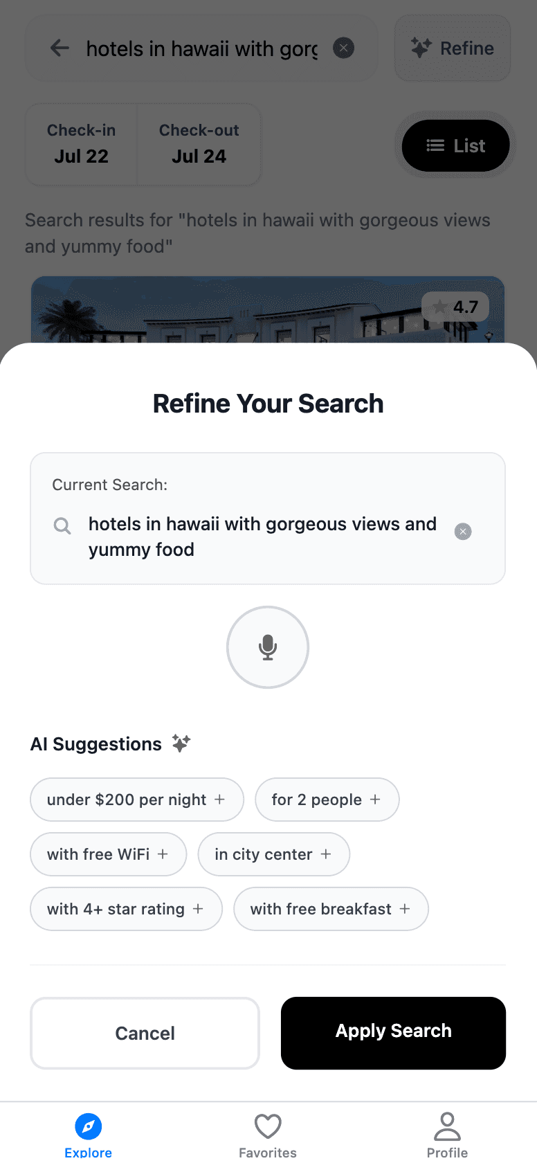 AI refine suggestions